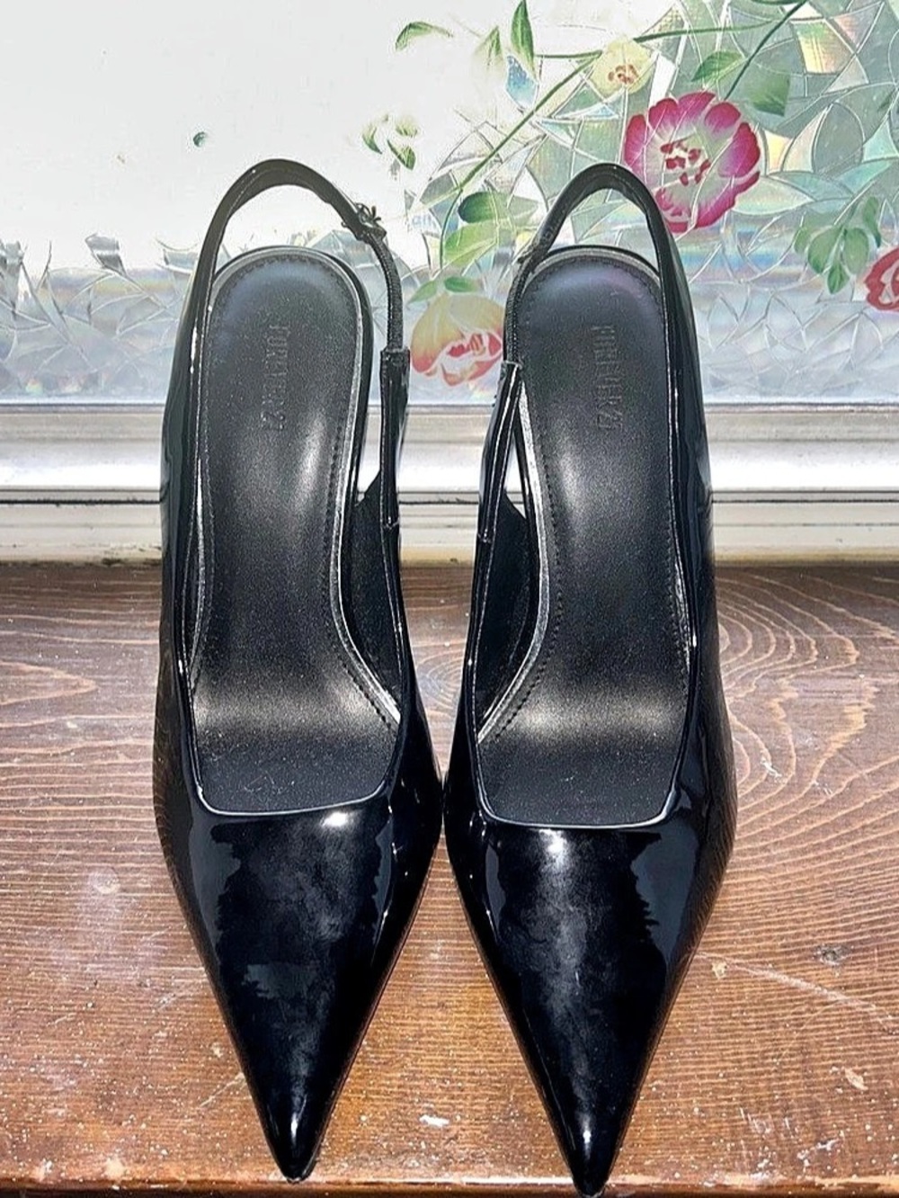 Forever 21 Black Pointed-Toe Slingback Heels